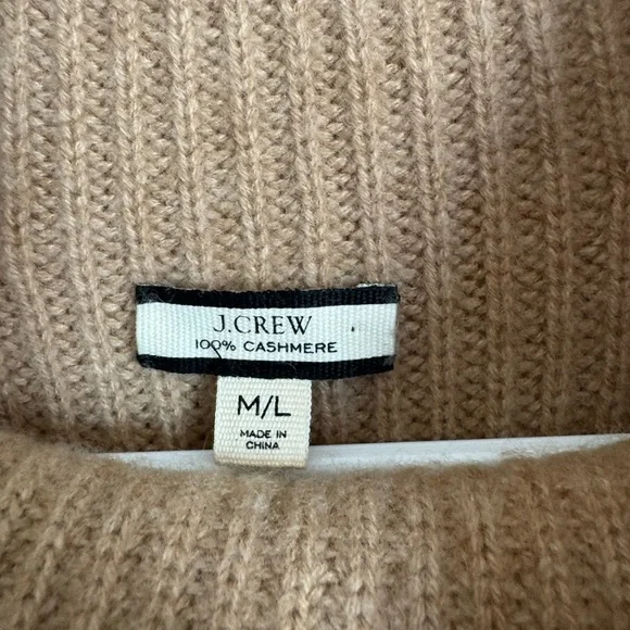 J.Crew tan pink striped cashmere cowl neck sweater size medium/large - Picture 2 of 9